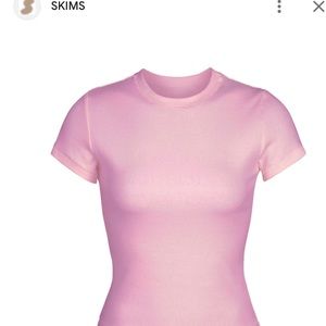 Skims pointelle top on bubblegum pink